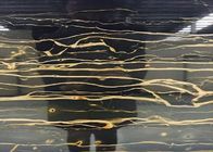 Rifinitura di superficie lucidata piastrelle per pavimento di marmo nere della cucina delle vene dell'oro